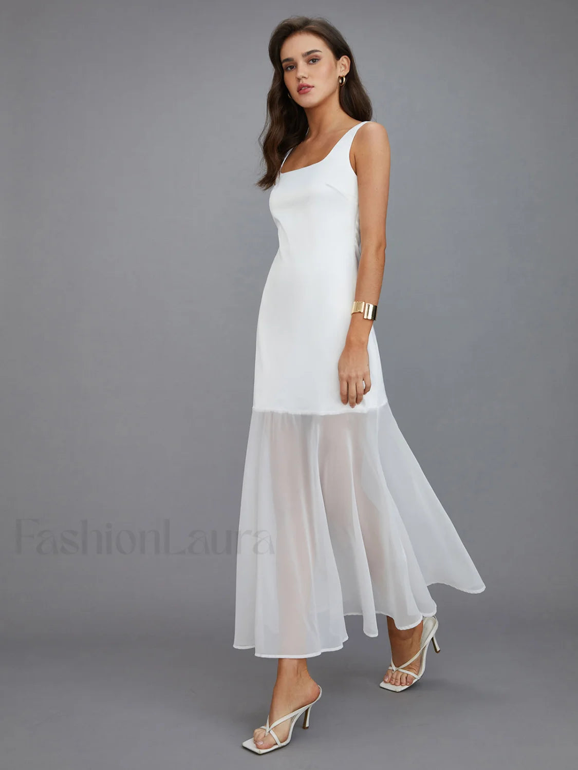 Sheer Overlay Long Dress White / XS Dresses Main image