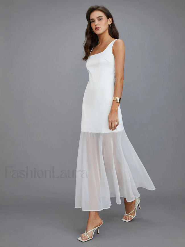Sheer Overlay Long Dress White / XS Dresses Main image