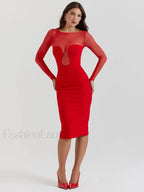 Sheer Strapless Midi Dress