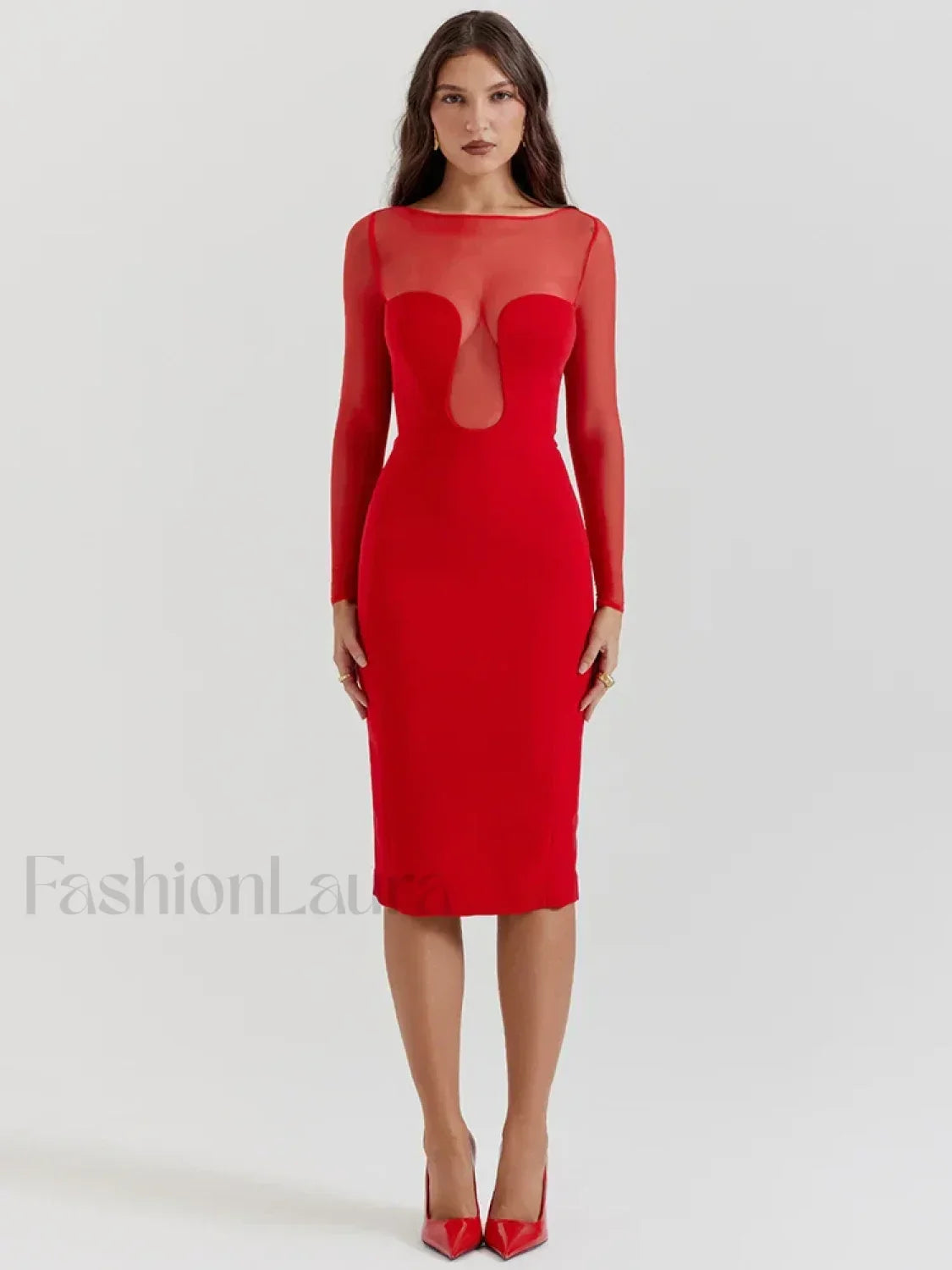 Sheer Strapless Midi Dress Main image