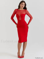 Sheer Strapless Midi Dress
