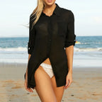 Sheer V Neck Cocktail Dress Cover Up Black / One Size