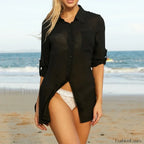 Sheer V Neck Cocktail Dress Cover Up Black / One Size