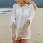 Sheer V Neck Cocktail Dress Cover Up WHITE / One Size