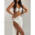 Shell Beaded High Fork Three Piece Set WHITE / S