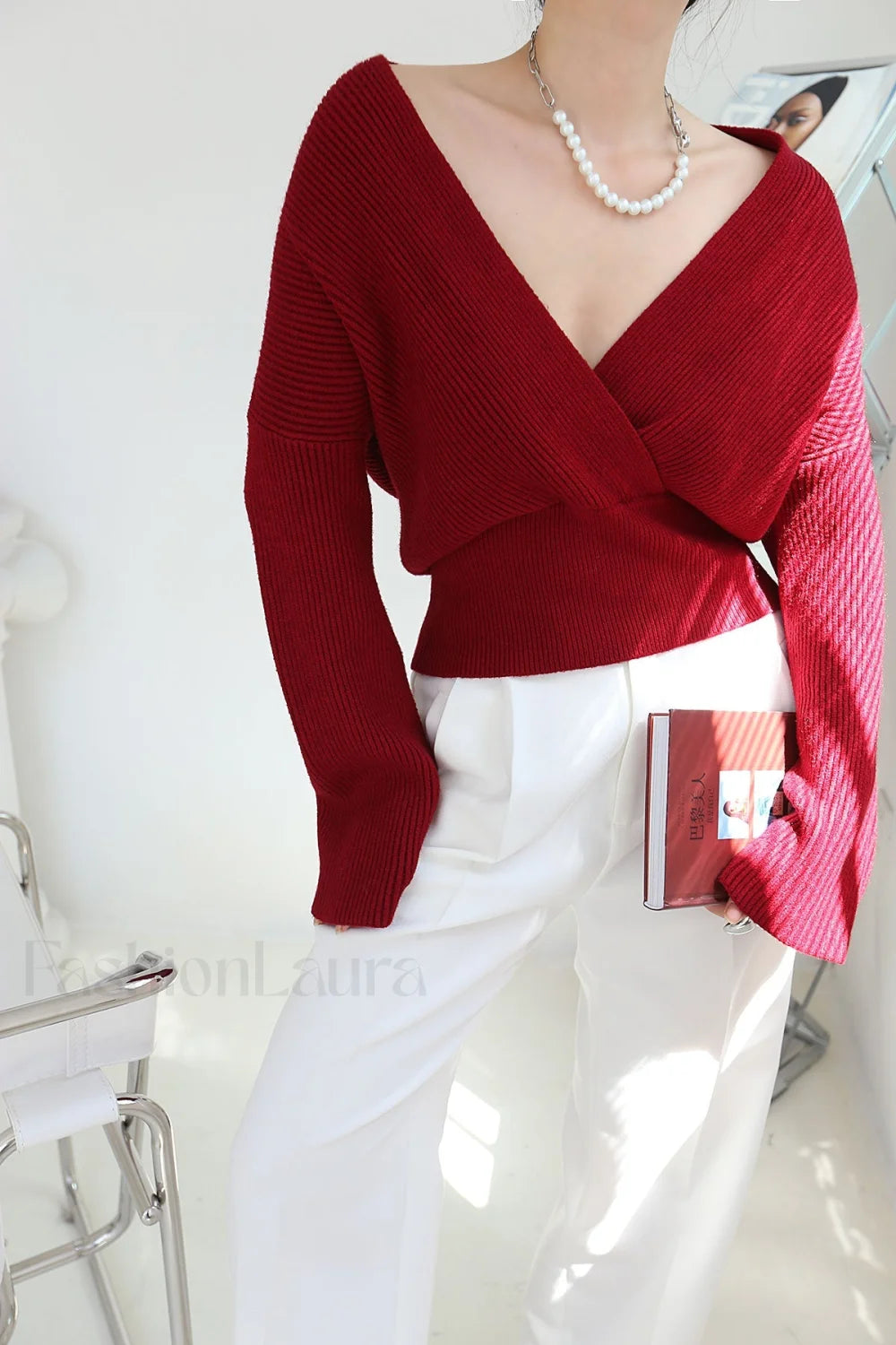 She’s Effortless Wrap Sweater Red / XS Sweaters