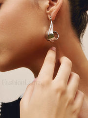 Shining Leaf Graceful Hoop Earnings Silver / One Size Earrings