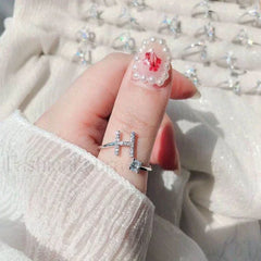 Shining Rhinestone New Fashion Initial Alphabet Opening Charm Jewelry Ring