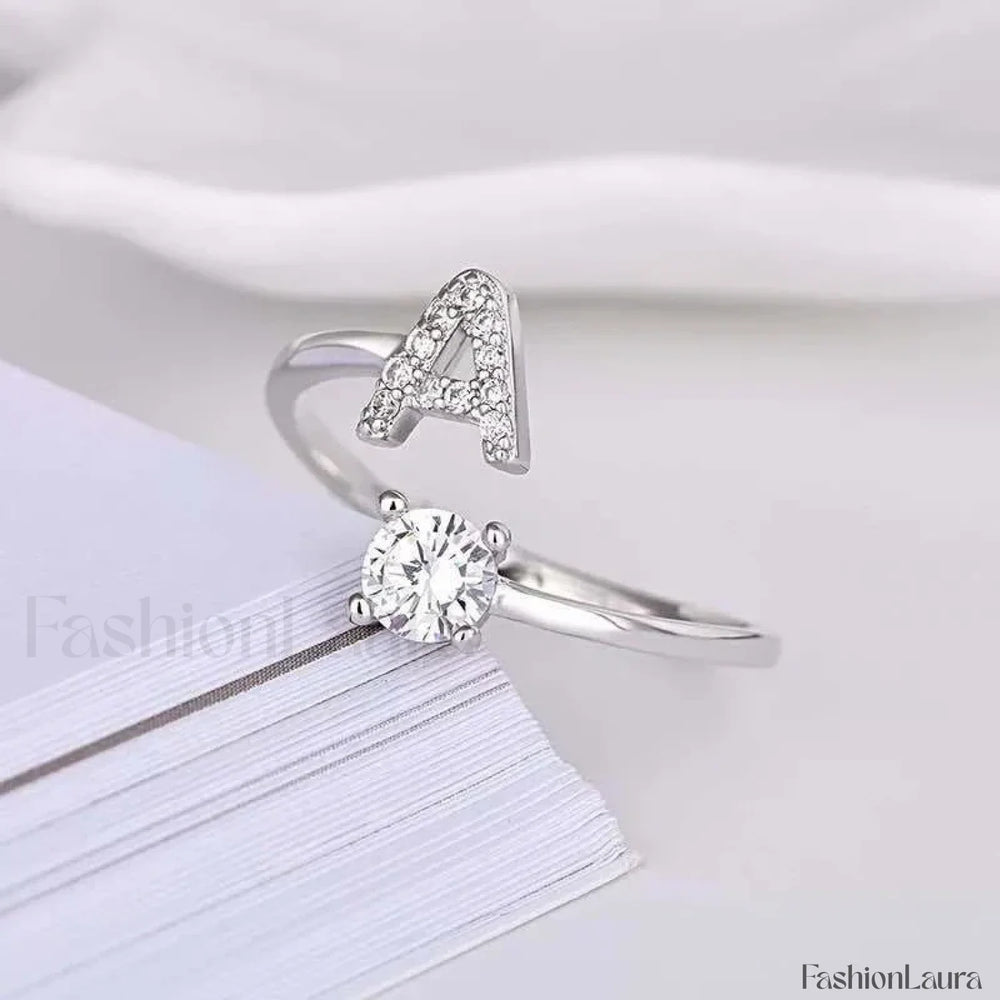 Shining Rhinestone New Fashion Initial Alphabet Opening Charm Jewelry Ring A