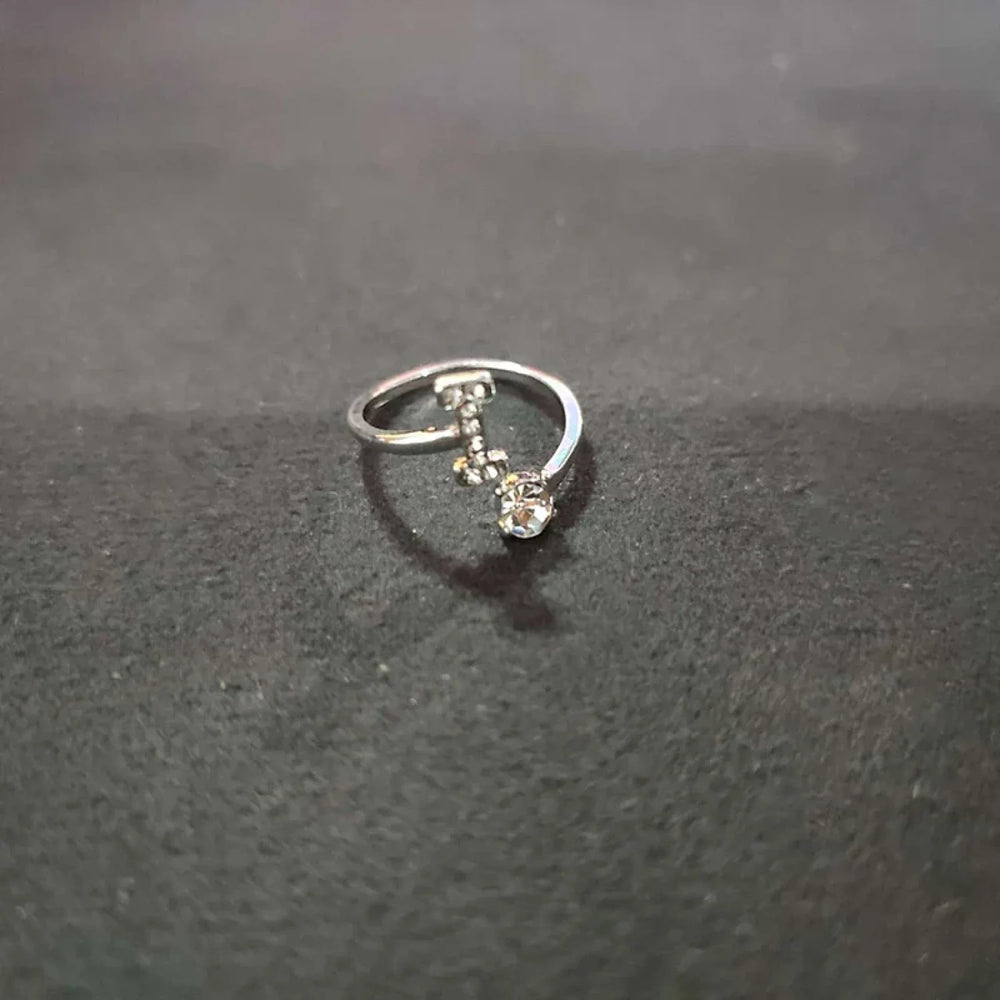 Shining Rhinestone New Fashion Initial Alphabet Opening Charm Jewelry Ring I