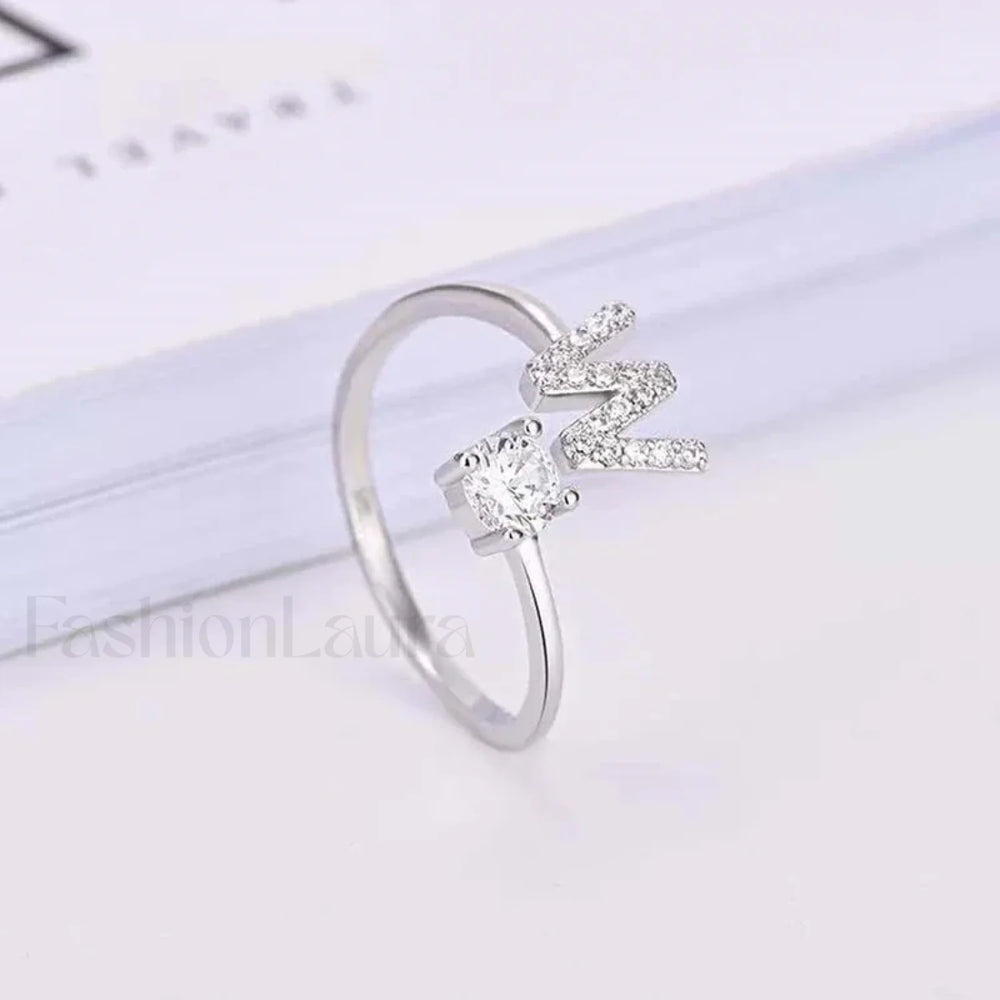 Shining Rhinestone New Fashion Initial Alphabet Opening Charm Jewelry Ring W