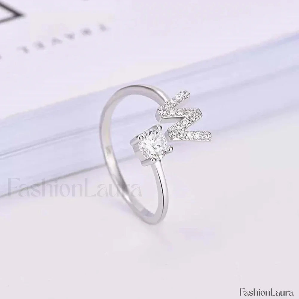 Shining Rhinestone New Fashion Initial Alphabet Opening Charm Jewelry Ring W