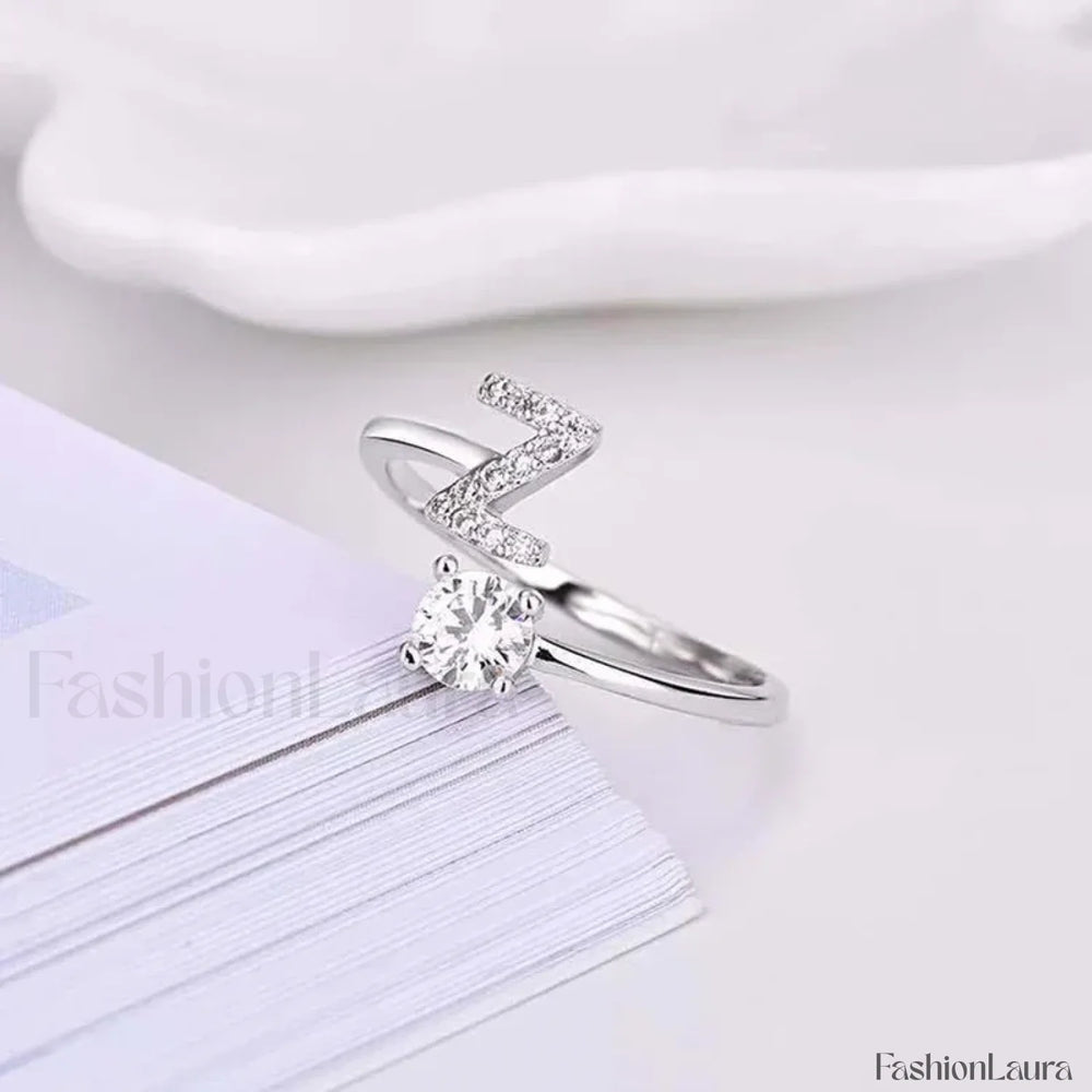 Shining Rhinestone New Fashion Initial Alphabet Opening Charm Jewelry Ring Z
