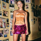 Shiny Sequined Beach Skirt Hot Pink / S