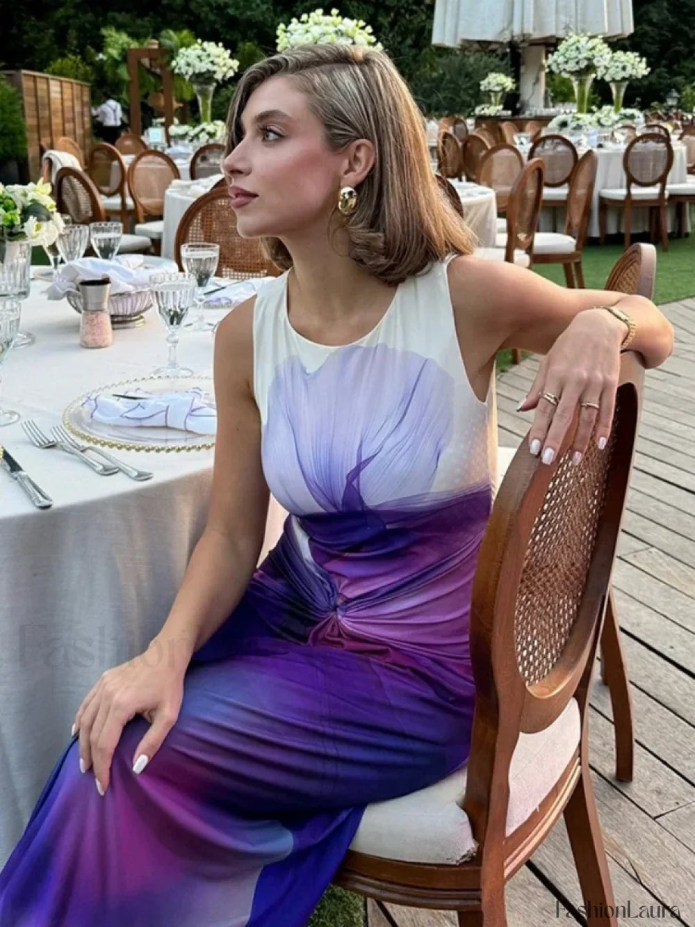 Shirring Backless Long Maxi Dress