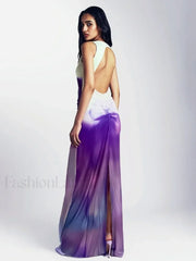 Shirring Backless Long Maxi Dress