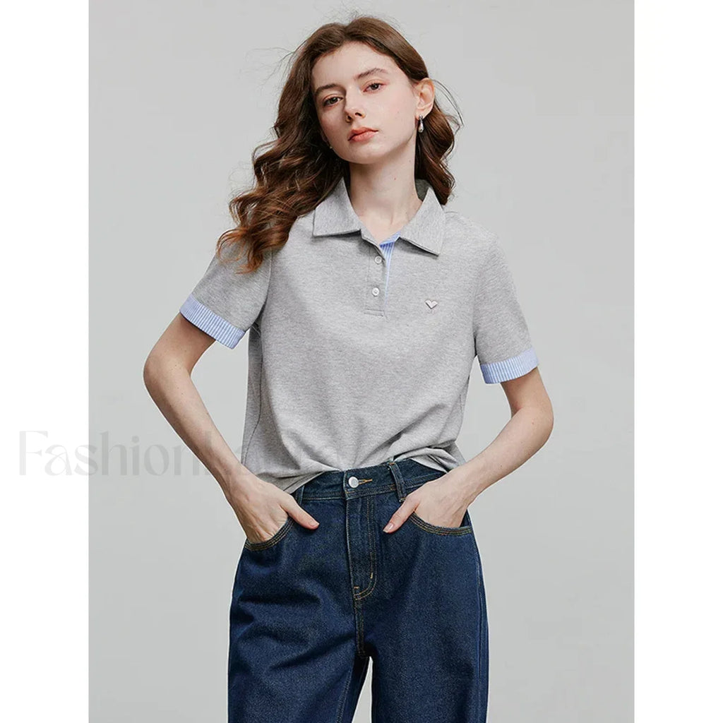 Short Sleeve Knitted Crew Neck T Shirt Light Gray / S