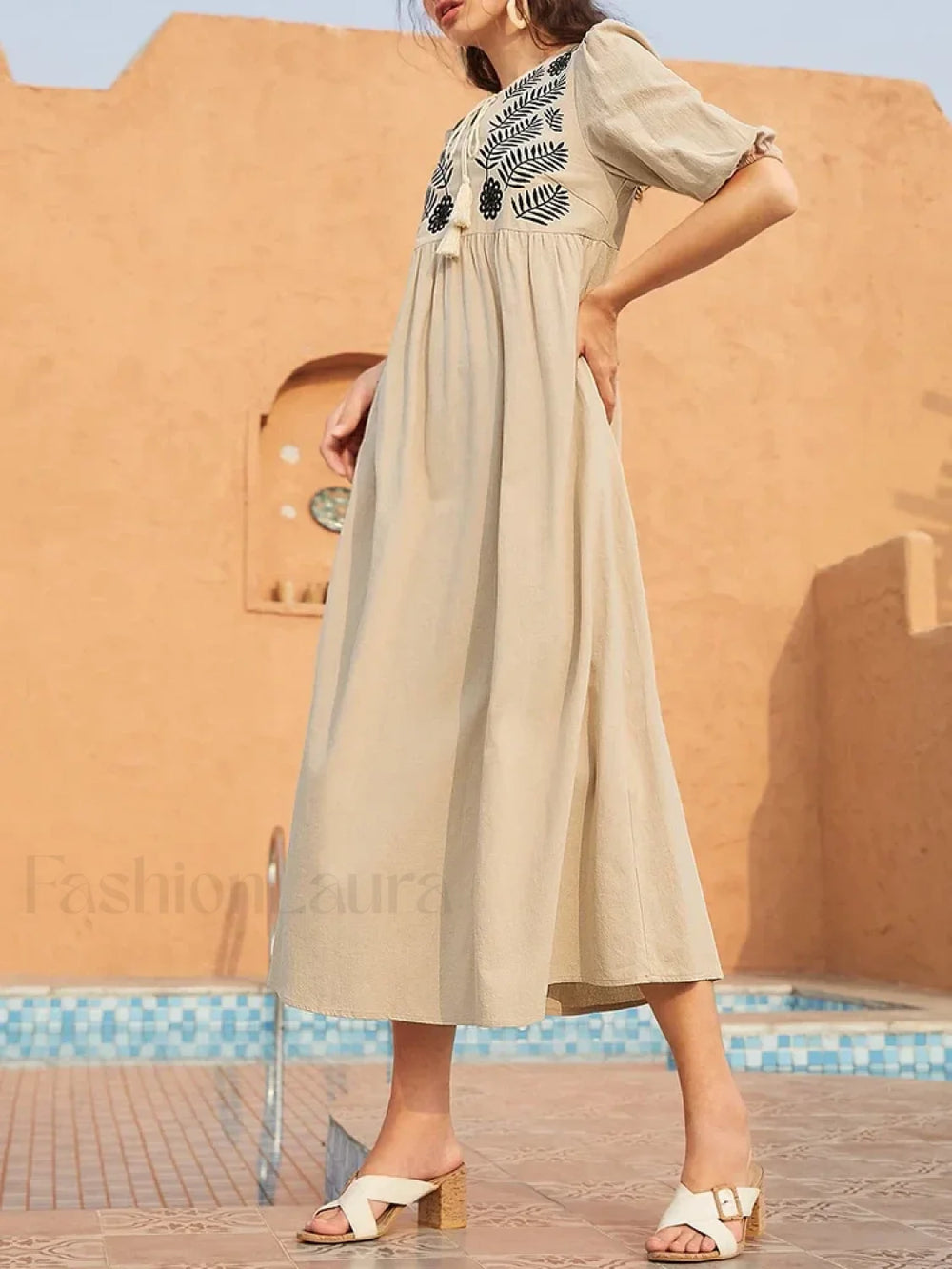 Short Sleeve Printed Boho Dress