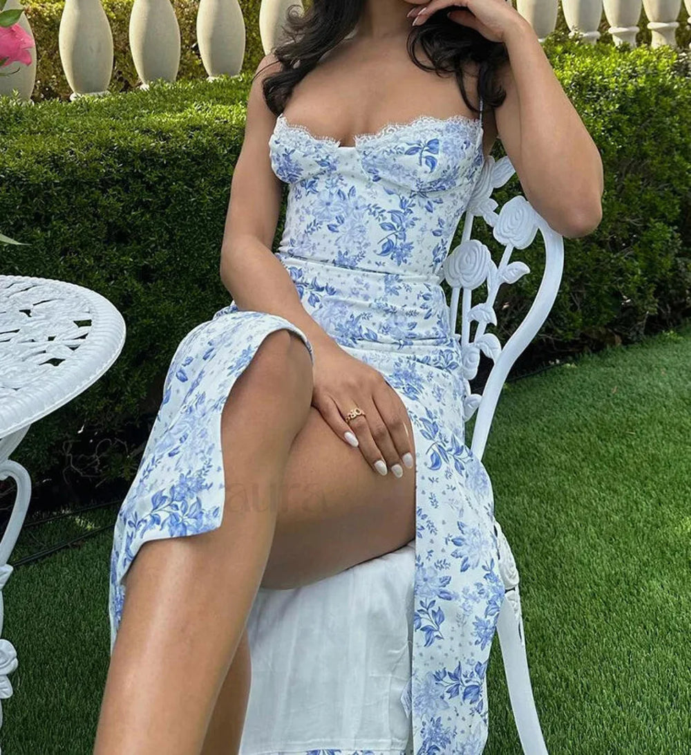 Side Slit Bodycon Floral Dress