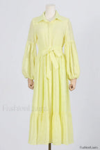 Sienna Tiered Broderie Charming Anglaise Midi Dress S / Buttercup