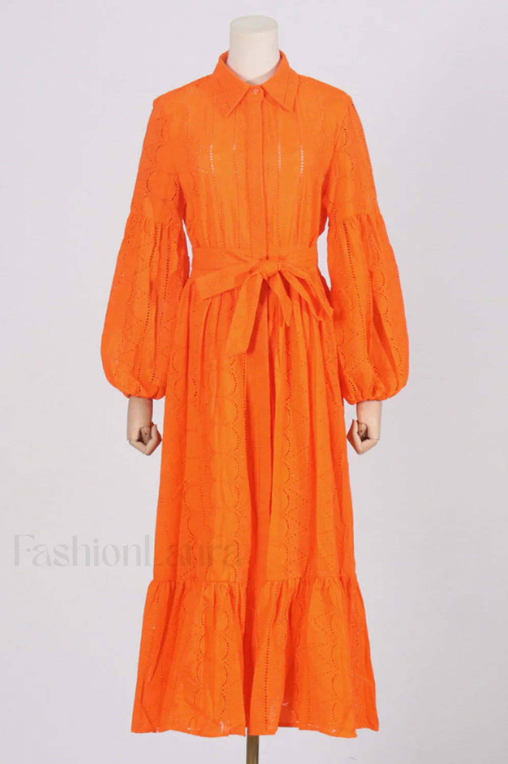 Sienna Tiered Broderie Charming Anglaise Midi Dress S / Tangerine