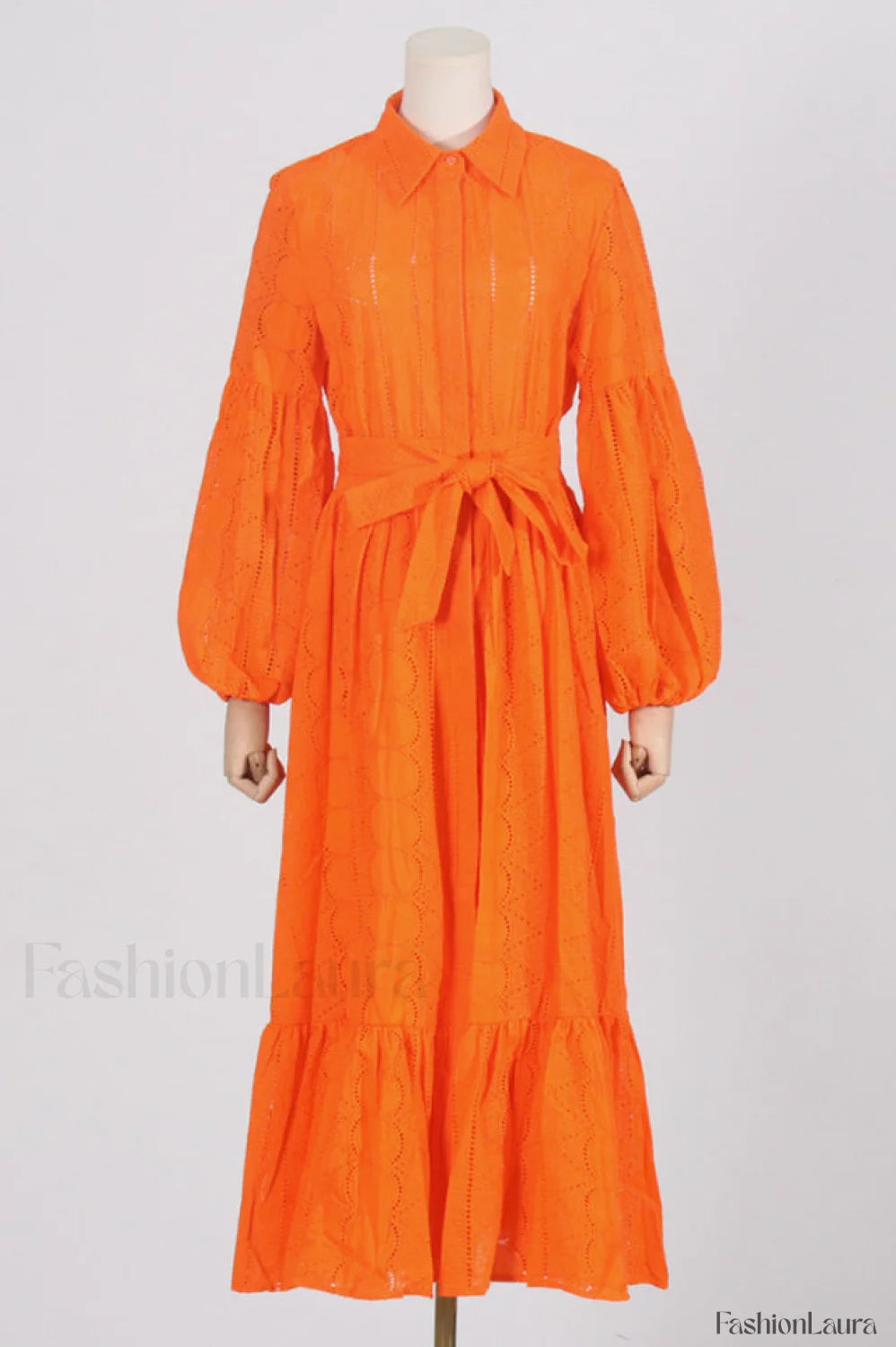 Sienna Tiered Broderie Charming Anglaise Midi Dress S / Tangerine