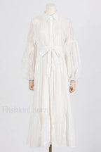 Sienna Tiered Broderie Charming Anglaise Midi Dress S / White