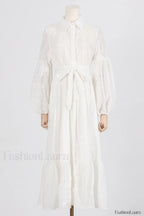 Sienna Tiered Broderie Charming Anglaise Midi Dress S / White