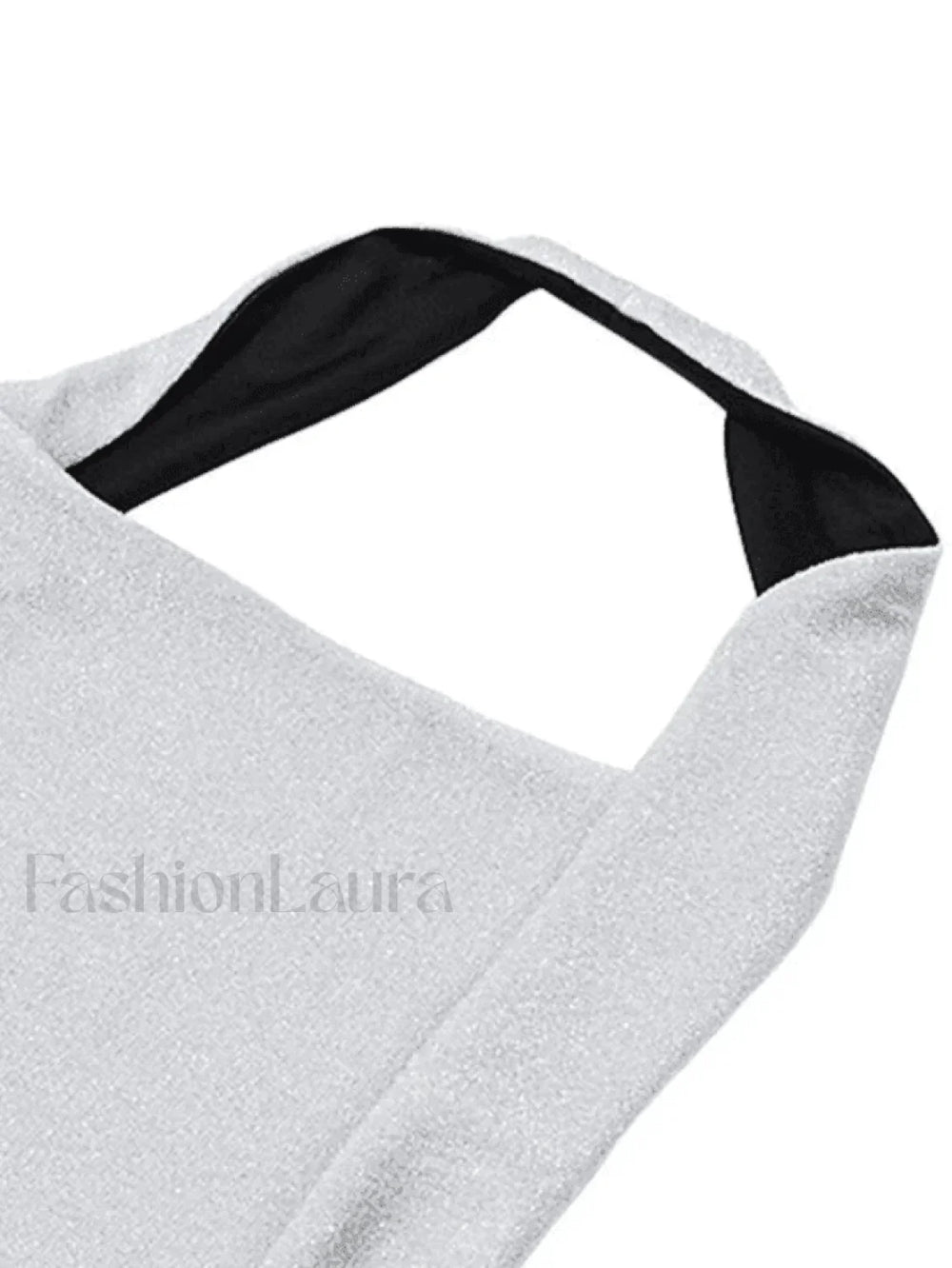 Silver Halter Cropped Tank Top Tops&Tees