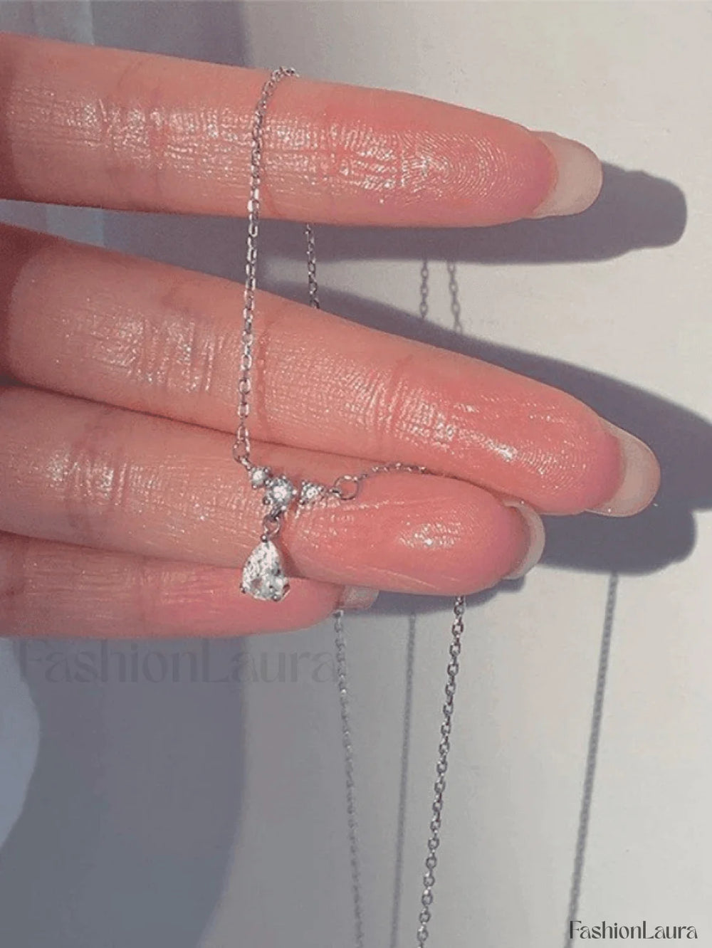 Silver Rhinestone Drop Decor Necklace Silver / ONE SIZE Necklaces