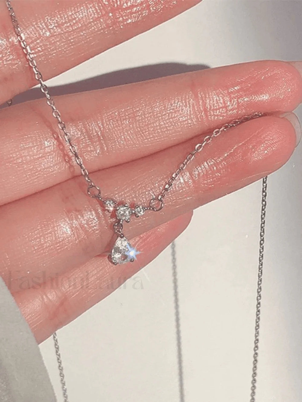 Silver Rhinestone Drop Decor Necklace Silver / ONE SIZE Necklaces