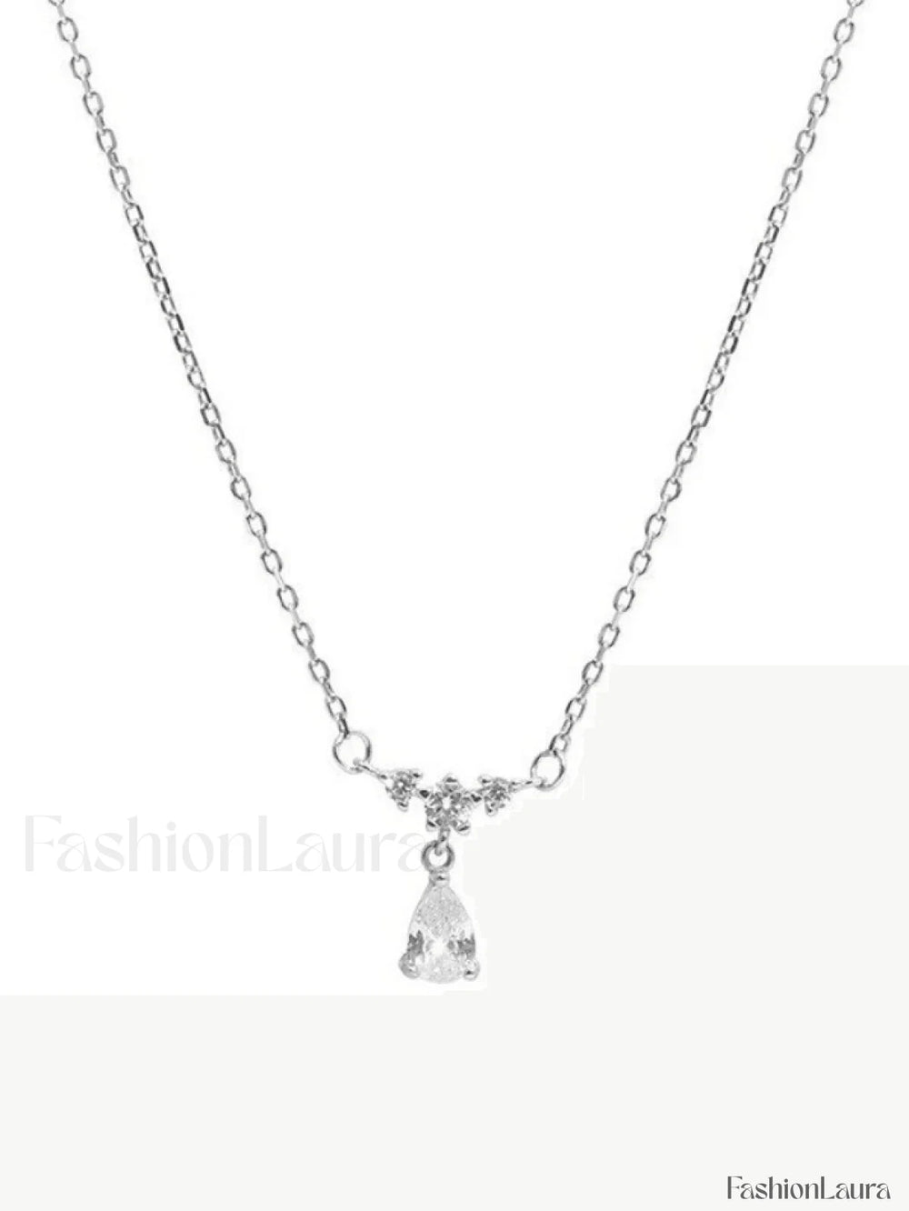 Silver Rhinestone Drop Decor Necklace Silver / ONE SIZE Necklaces