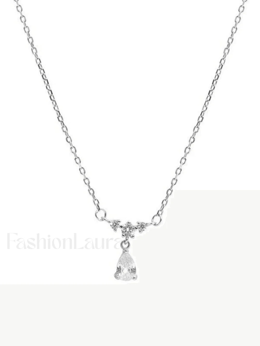 Silver Rhinestone Drop Decor Necklace Silver / ONE SIZE Necklaces