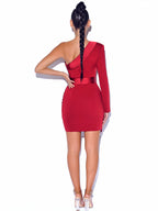 Silver Night Wine Red Graceful Sequin Crepe Tuxedo Blazer Dress L / US 10 12 Dresses