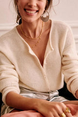 Simple Button Round Neck Knit Cardigan