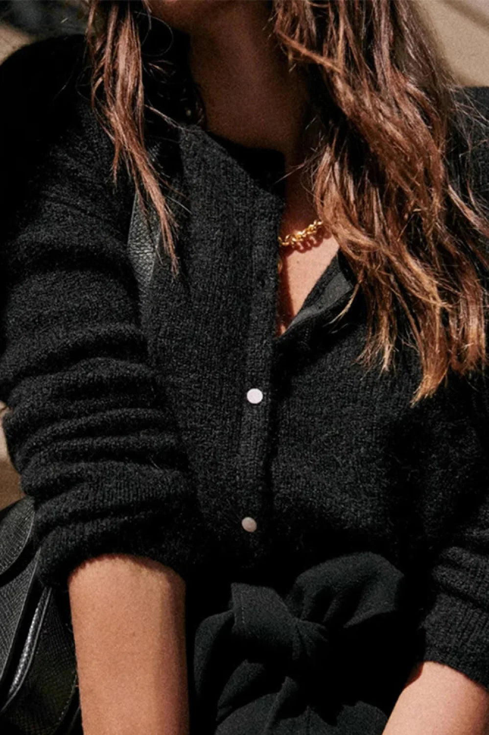 Simple Button Round Neck Knit Cardigan