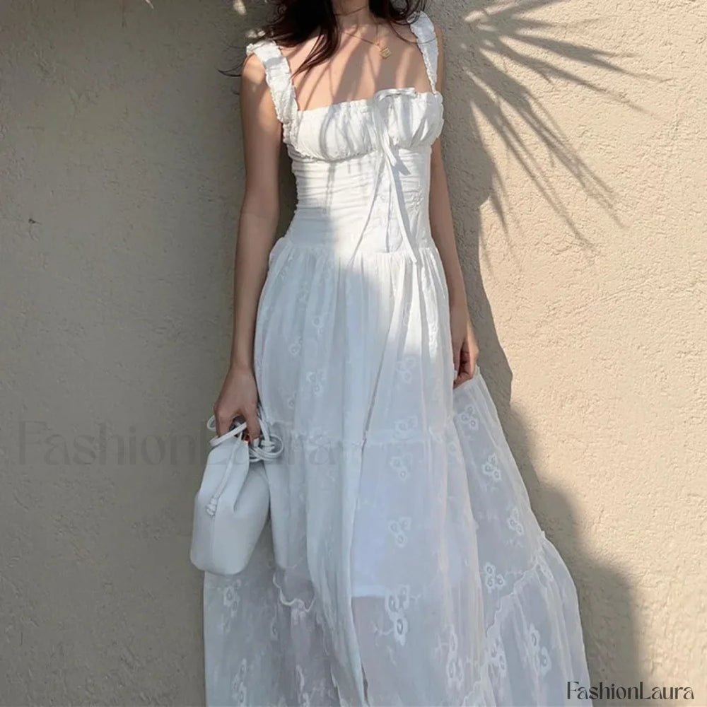Simple Elegant Square Neck Floral Dress