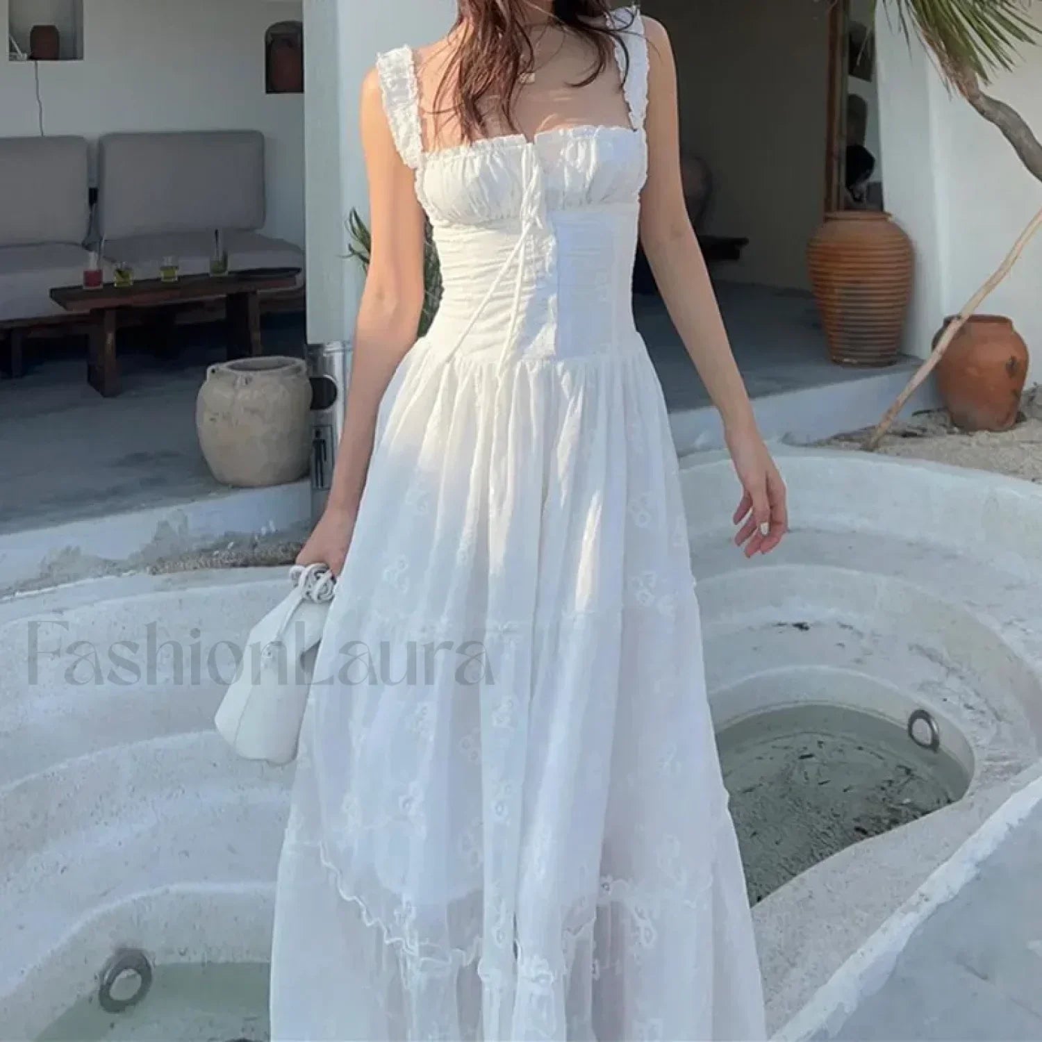 Simple Elegant Square Neck Floral Dress Secondary image