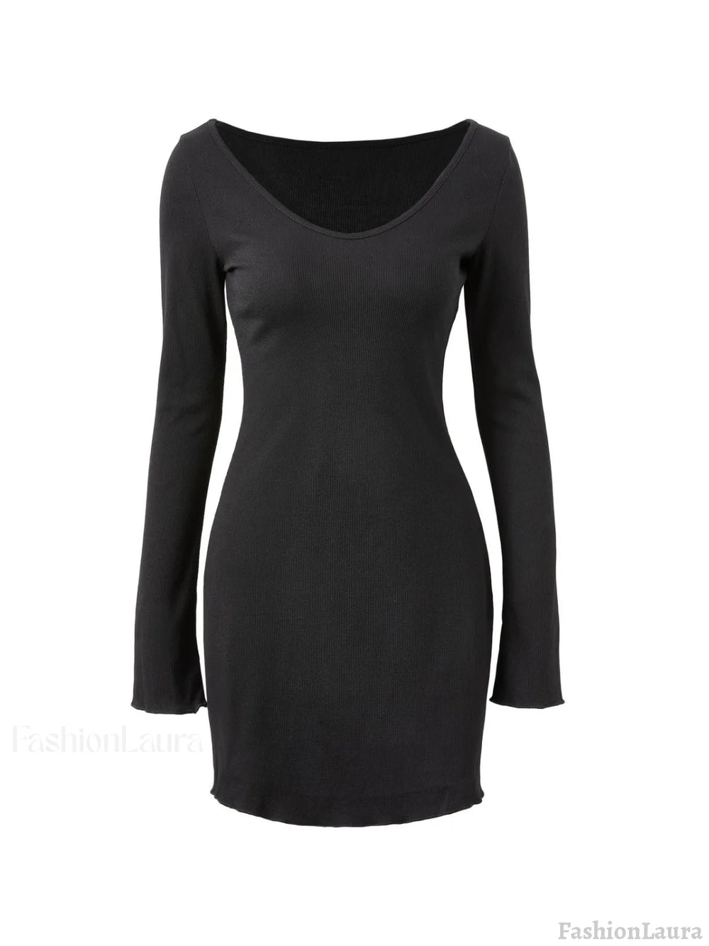 Simple Knitted Long Sleeve Mini Dress Mini Dresses