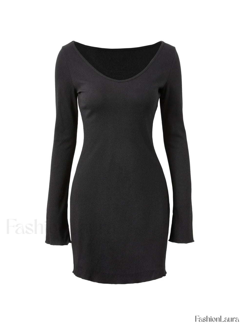 Simple Knitted Long Sleeve Mini Dress Mini Dresses