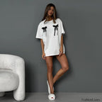 Simple Style Bow Cotton T Shirt