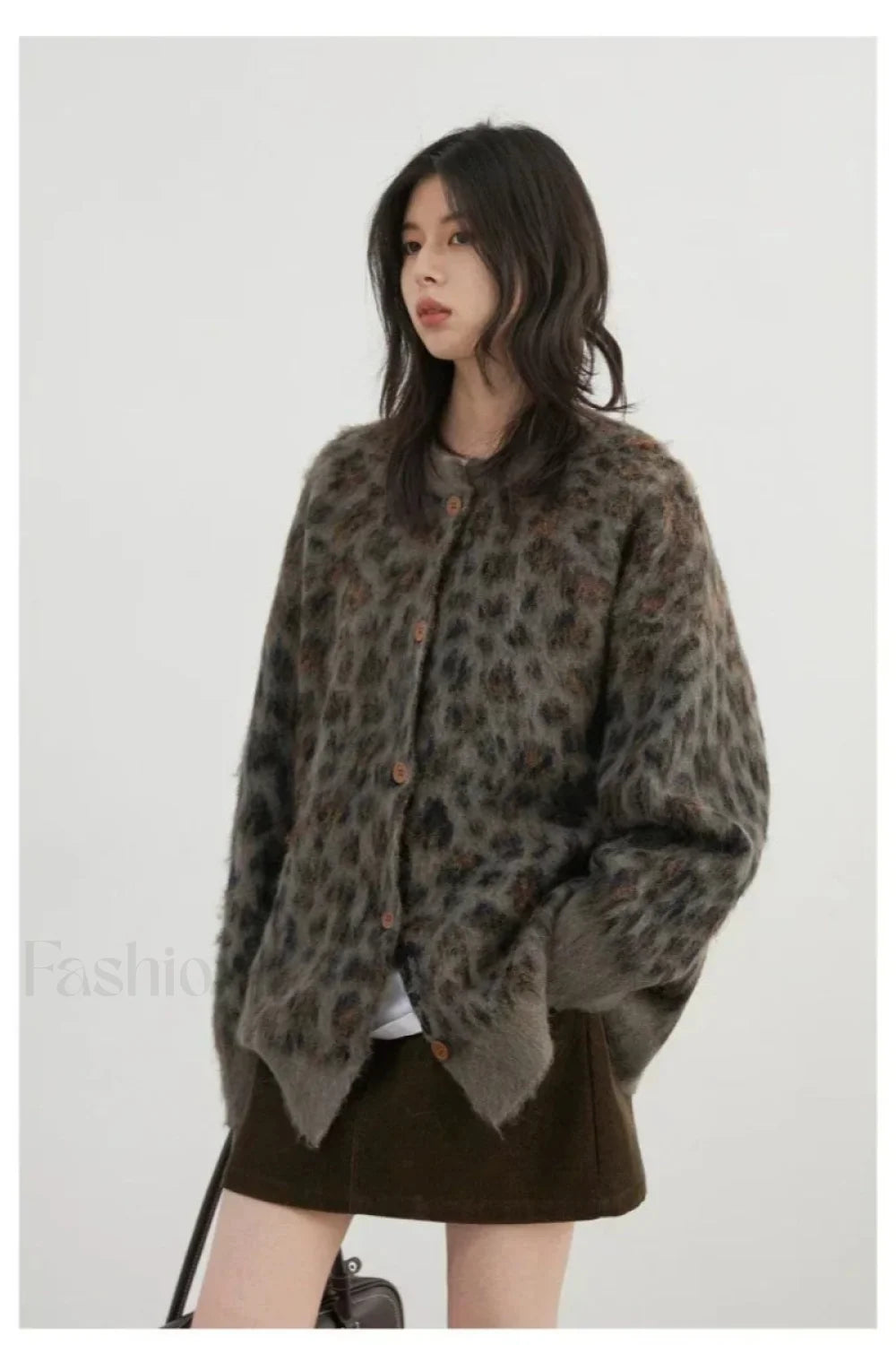 Single Breasted Leopard Print Cardigan