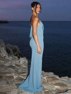 Skew Collar Hollow Maxi Dress