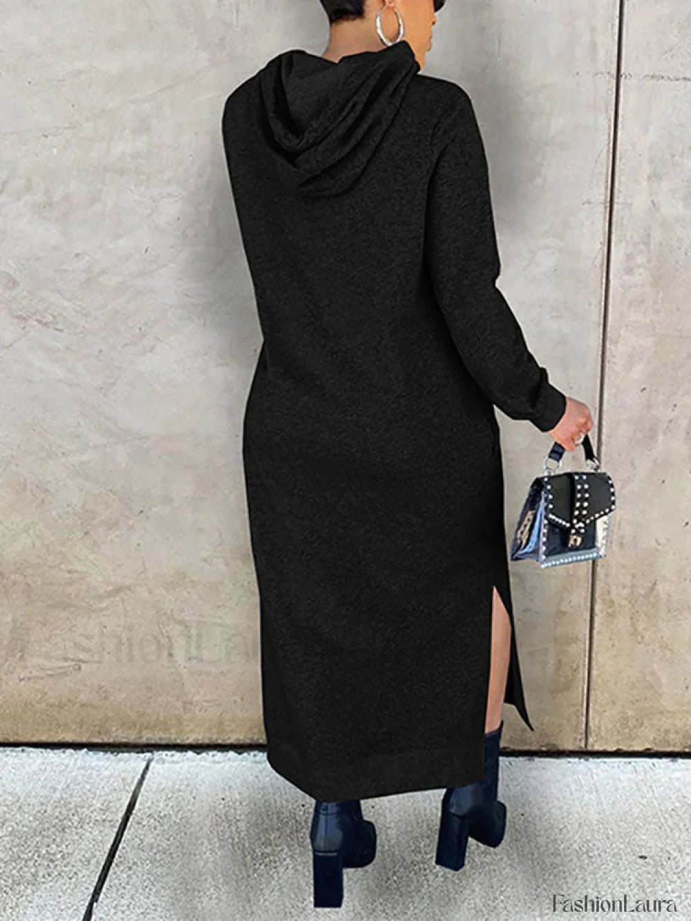 Slant Pockets Hoodie Dress Sweatshirts & Hoodies L