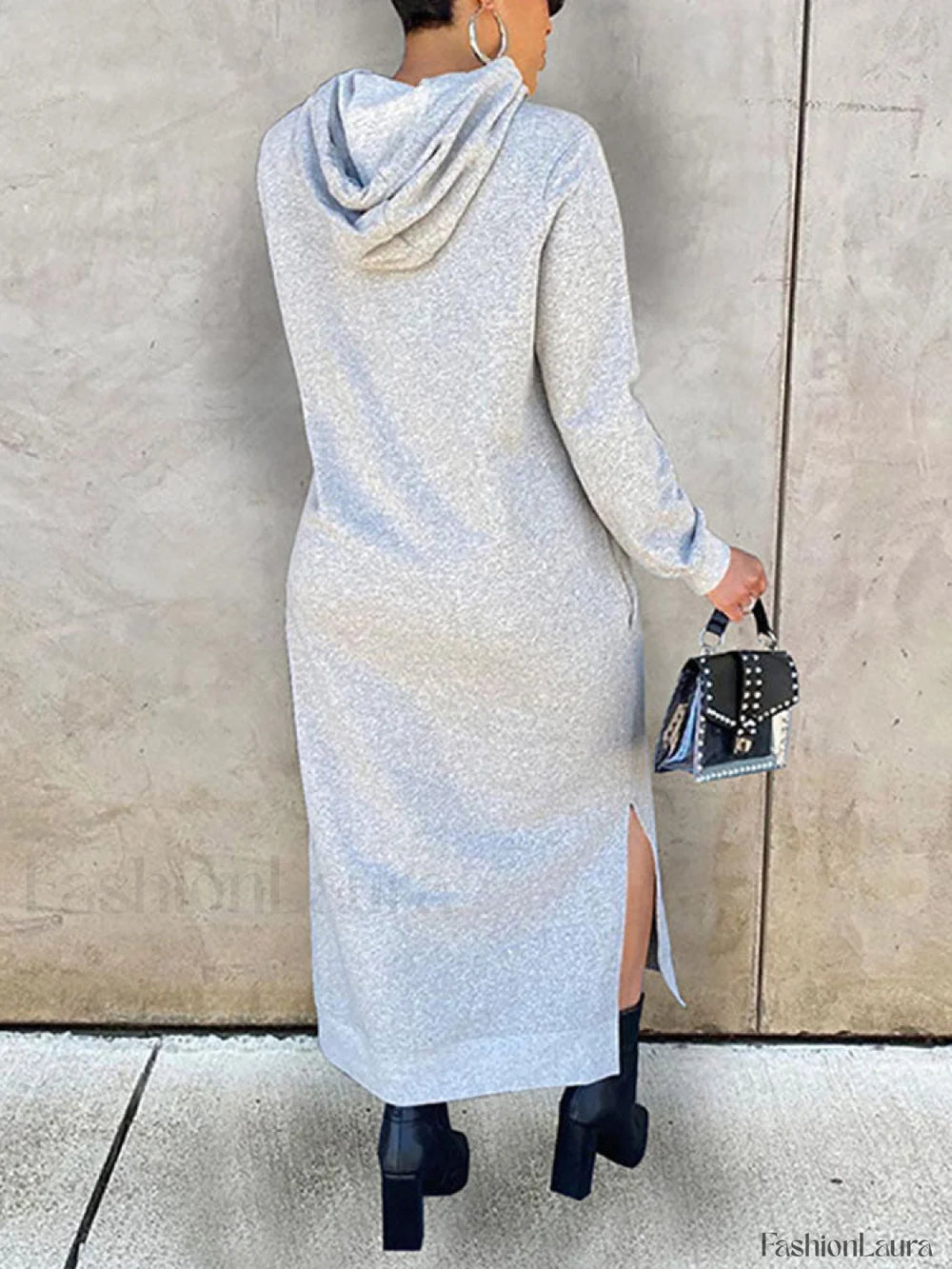 Slant Pockets Hoodie Dress Sweatshirts & Hoodies L