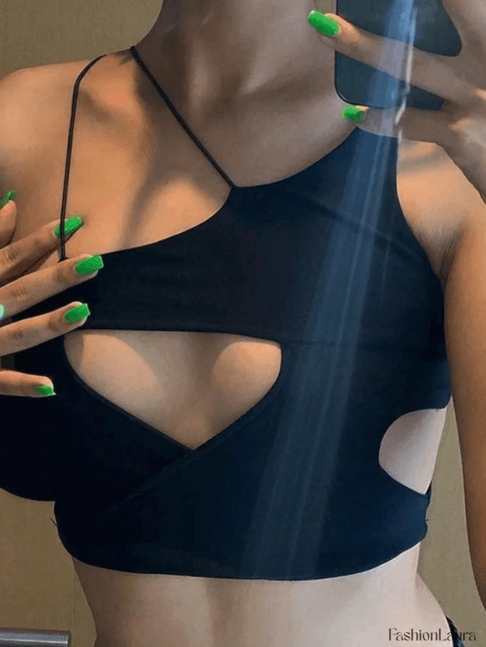 Sleeve Detail Cutout Crop Cami Top Tops&Tees