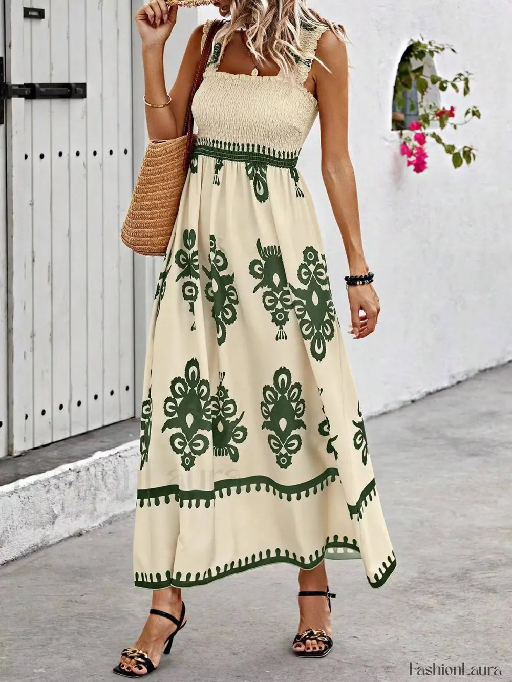 Sleeveless A Line Party Boho Dress army green / S