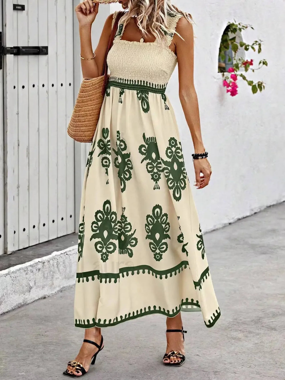 Sleeveless A Line Party Boho Dress army green / S