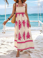 Sleeveless A Line Party Boho Dress Blue / S