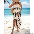 Sleeveless A Line Party Boho Dress WHITE / S
